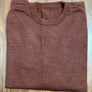 Artefact Cozy Rust Brown Crewneck Merino Wool Sweater Size M